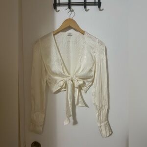 WILFRED Cream Polka Dots Tie-Front Blouse